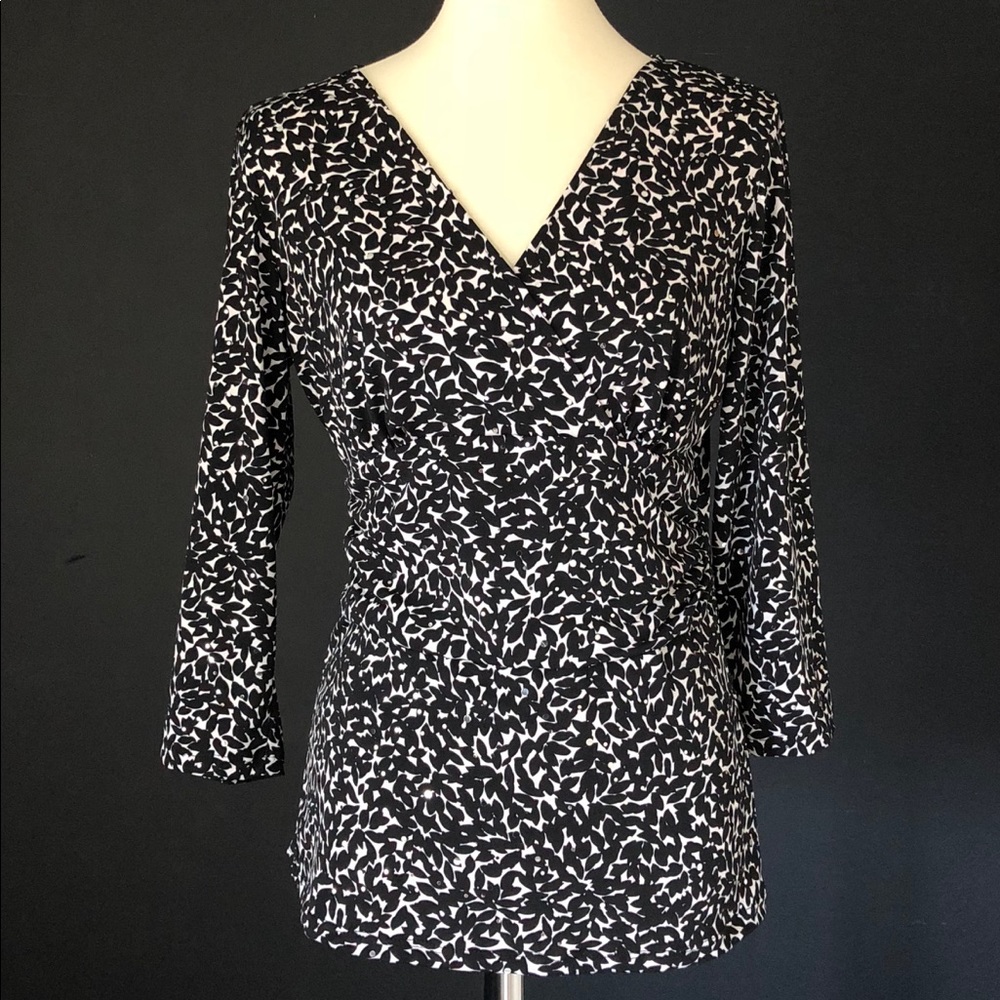 INC Black/White Sequin Blouse.